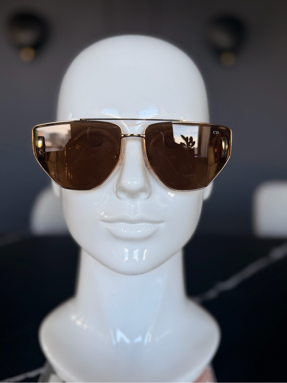 The Dior SGT A4U Women's Aviator Gold Metal Sunglasses in brown tinted UV400